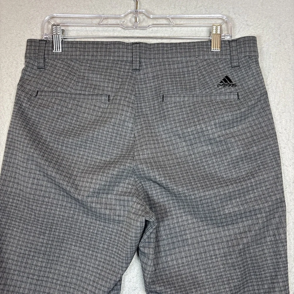 Adidas Pants Mens 32x32 Gray Checked Golf Stretch Athletic Tapered Performance